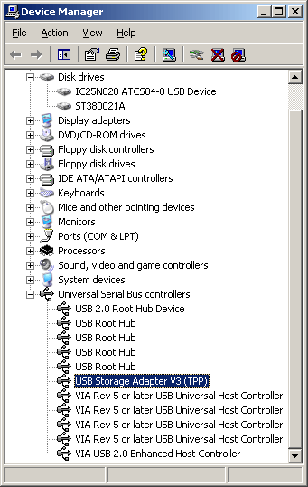 Опознавание контроллера VIA VT6202 и накопителя Cutie! под Windows XP