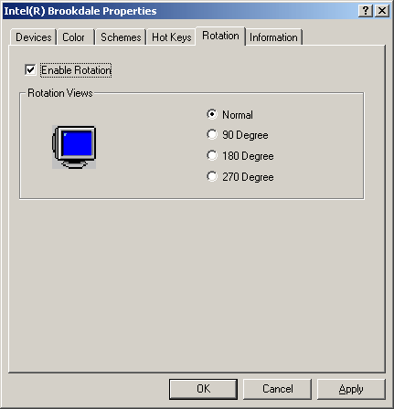 Device Properties: display rotation