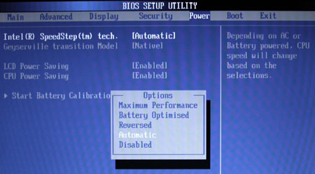 bios speedstep settings