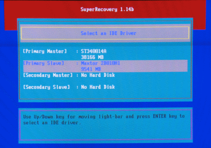 Выбор накопителя в первом окне SuperRecovery, все дальнейшие манипуляции будут производиться только с ним