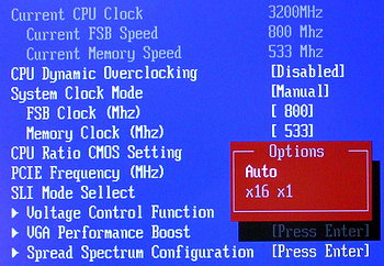 MSI P4N Diamond BIOS SLI mode select