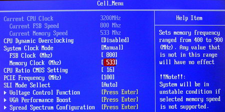 Экран Cell_Menu позволяет «оверклочить» систему по своему хотению