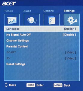 menu settings