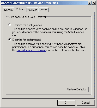 �������� ������ � ������ HandyDrive �� ����� HDTach 2.61 � Windows XP
