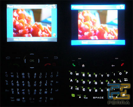 Сравнение подсветок клавиатур: слева Samsung Ultra Messaging i600, справа HTC S650 (Cavalier)