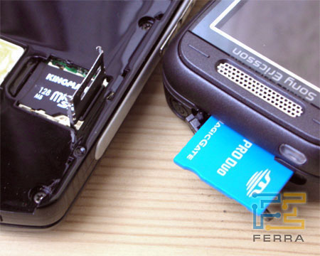 ��������� ������ ����������: microSD � LG KE600 (�����) � Memory Stick PRO � Sony Ericsson W830i (������)