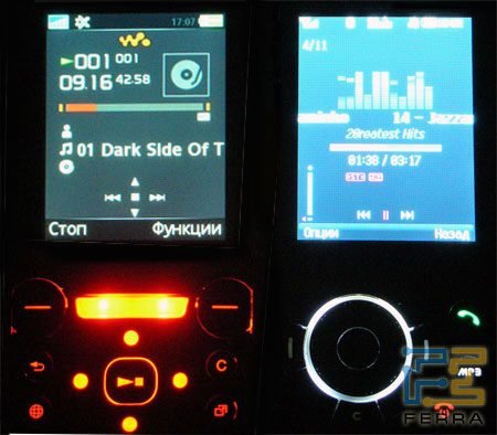 ��������� �������: ��������� �������� LG KE600 (������) � Sony Ericsson W830i (�����)