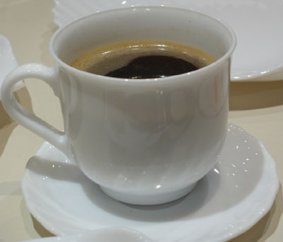 White cup under the difficult light conditions
