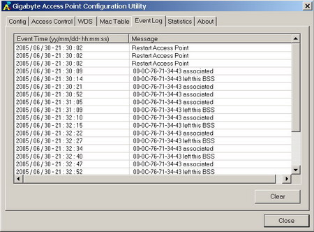 �������� �������� ������� � ������ Access Point - Event Log