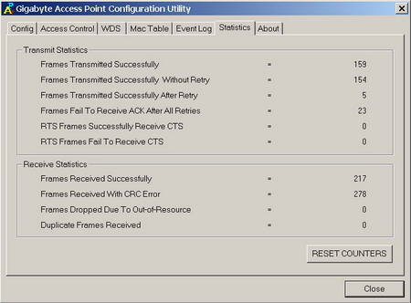 �������� �������� ������� � ������ Access Point - Statistics