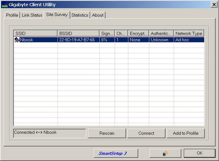 ��������� �������� ������� � ������ Ad Hoc - Site Survey