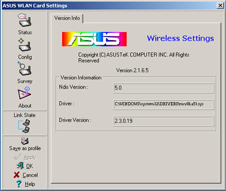 ASUS WLAN Wireless Setting