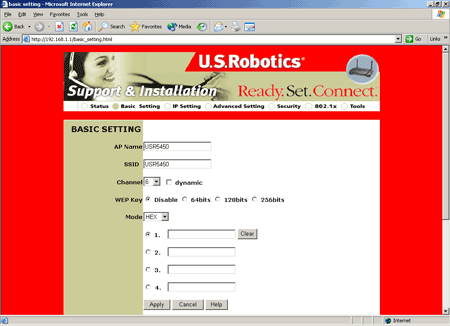 ���������� ������ ������� �� WEB-��������� US Robotics 5450