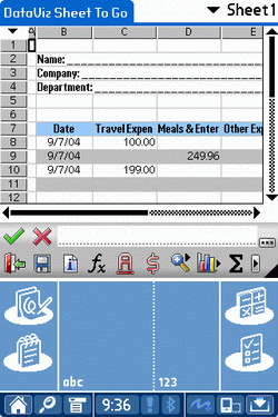 palmOne Tungsten T5 - Documents to Go - ������� Excel