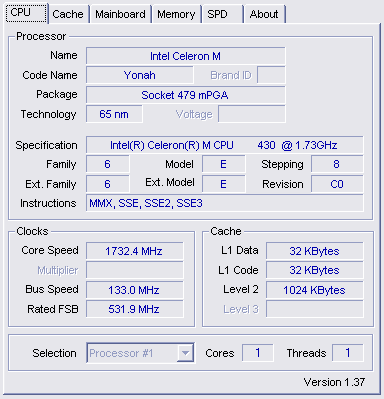 ��������� Intel Celeron M 430