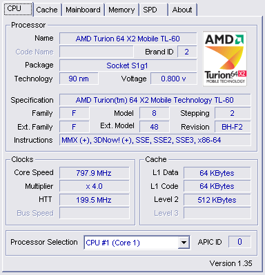 Acer Ferrari 5005WLHi: процессор AMD Turion X2 TL-60