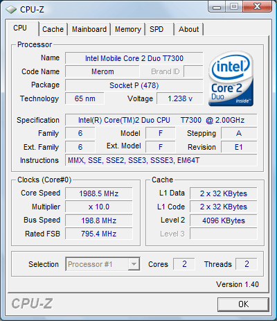 ��������� Core 2 Duo T7300
