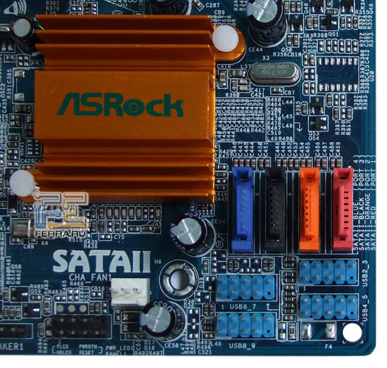 Разъёмы SATA, USB и FrontPanel