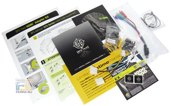 Комплект поставки видеокарты BFG GeForce GTX 285 OC