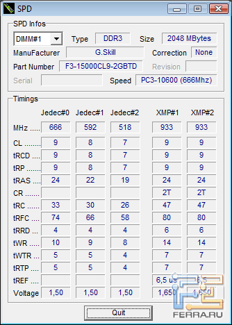 SPD ������ G.SKILL F3-15000CL9T-6GBTD