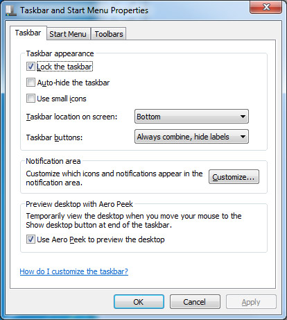 Настройка меню Пуск