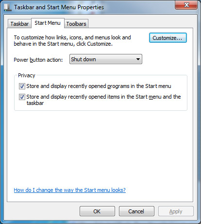 Настройка меню Пуск