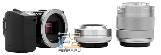 Sony NEX 5 и объективы E 16mm F/2.8 и E 18-55 F/3.5-5.6 отличаются компактными габаритами и небольшим весом