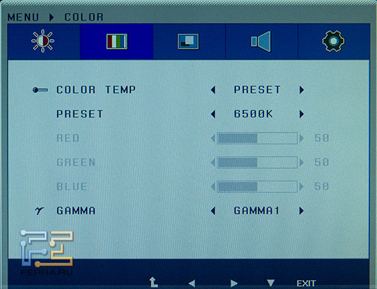 Регулировки баланса
 белого предоставляют ручную настройку по каналам