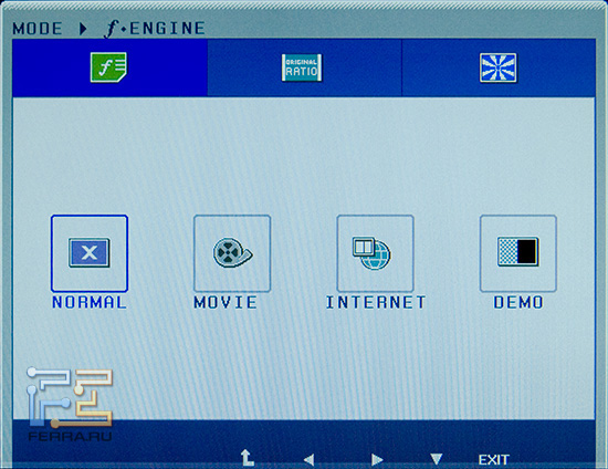 Предустановки 
пункта «MODE»