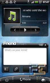 Виджет аудиоплеера и Friend Stream на HTC Desire HD