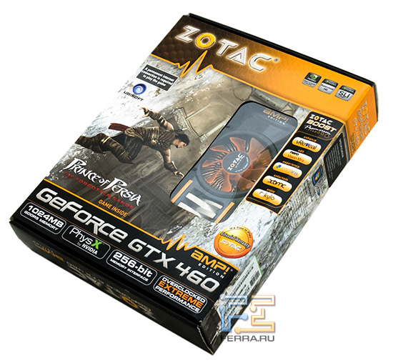Лицевая сторона коробки Zotac GeForce GTX 460 2 GB