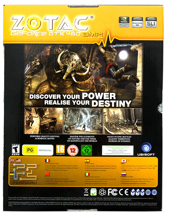 Задняя сторона коробки Zotac GeForce GTX 460 2 Gb