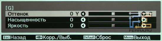 EPSON EH-TW3600. Настройка для цвета в отдельности