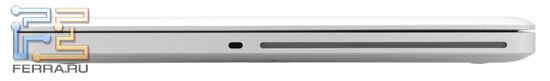 Правый торец Apple MacBook Pro 17: Kensington Lock и оптический привод
