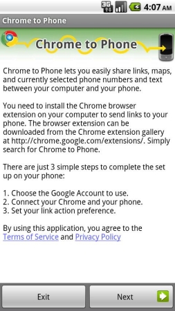 Chrome to Phone App