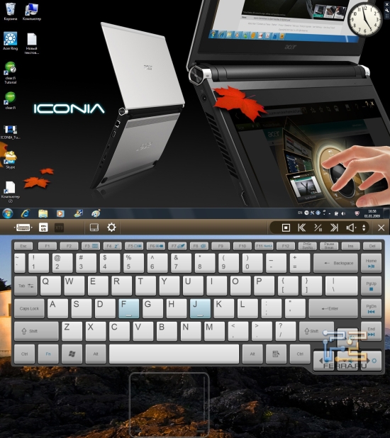 Экранная клавиатура Acer Iconia с прозрачным фоном
