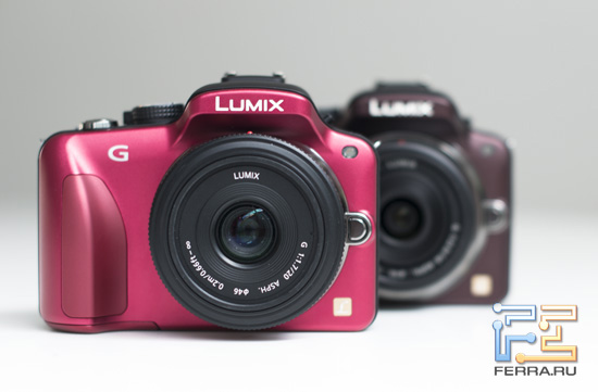 Фронтальный вид Panasonic Lumix G3 в красном и бордовом цвете