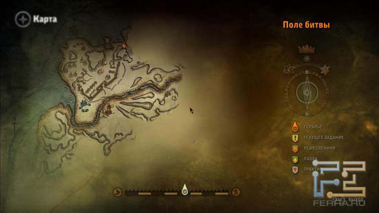 Рисованная карта и простая для понимания легенда - большего в Ведьмак 2: Убийцы королей не нужно