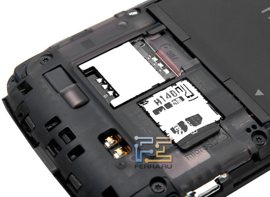 Слоты для карт SIM и microSD на HTC Sensation