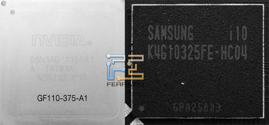 Графический процессор NVIDIA GF110 и чип памяти Samsung