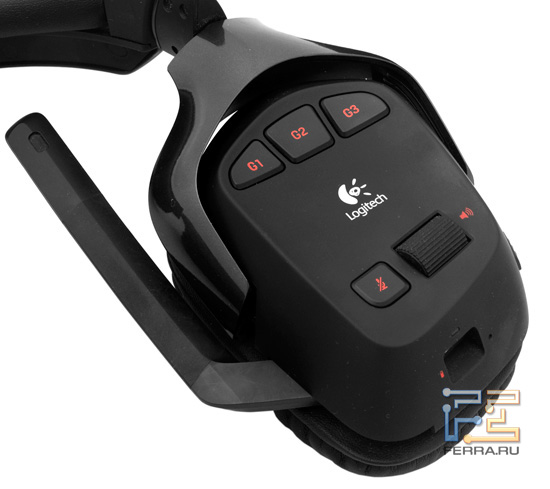 Logitech Wireless Gaming Headset G930. Клавиши управления и колесо регулировки громкости