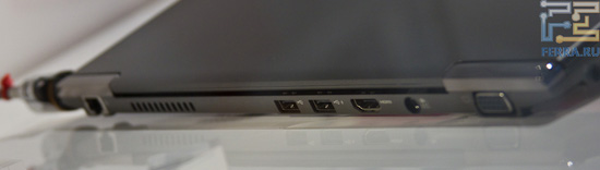 D-Sub и LAN на задней грани ноутбука Toshiba Portege Z830