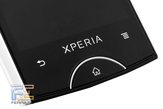 Элементы управления на лицевой панели Sony Ericsson Xperia ray