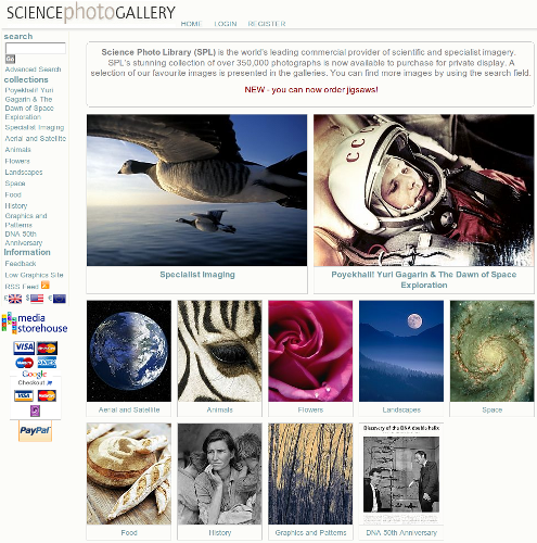 Главная страница сайта Science Photo Gallery
