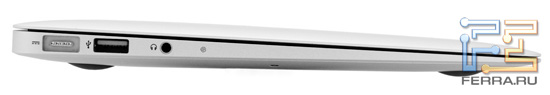 Левая грань Apple MacBook Air 11,6: MagSafe, USB, аудио выход