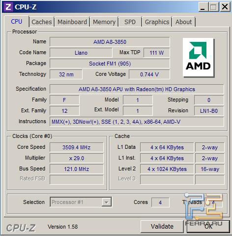 Разгон процессора AMD A8-3850