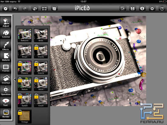 Пример работы фильтра Overlays в iPicED Lite 2.0.5