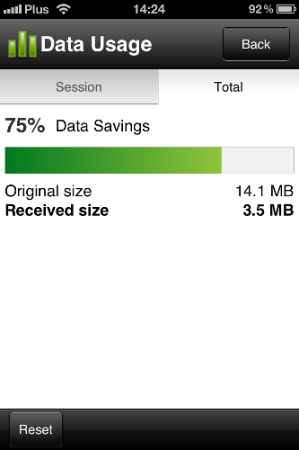 страница счетчика Opera Mini для iOS