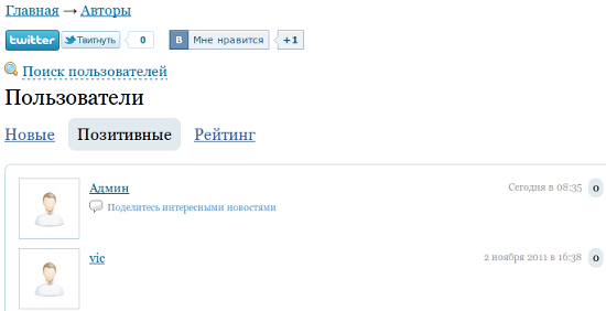 Позитивные авторы на сайте Webecon.ru