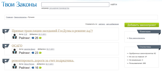 Главная страница сайта Твои Законы